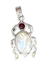 Scarab Moonstone Garnet Sterling Silver Pendant