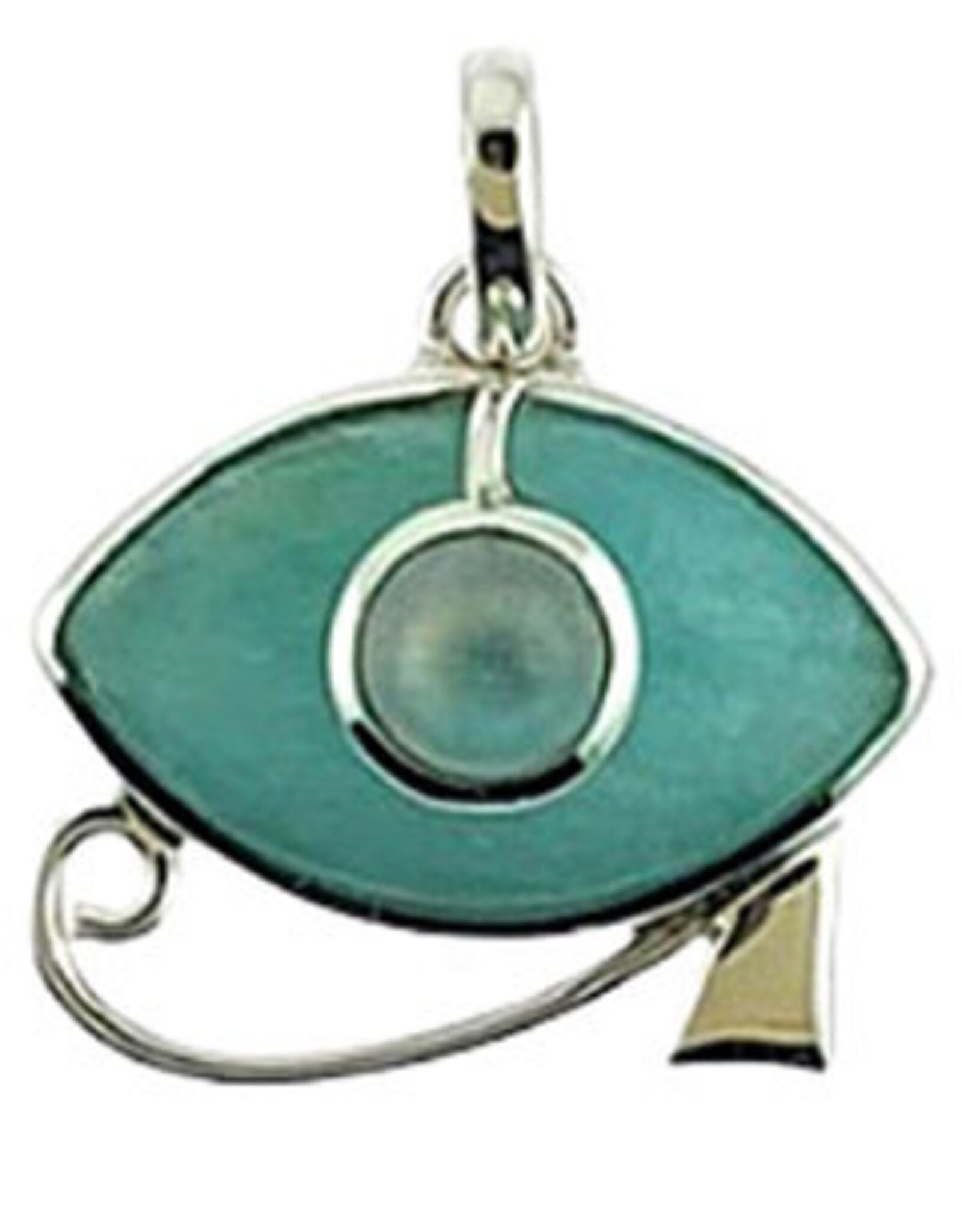 Amazonite Eye of Horus Moonstone Sterling Silver Pendant