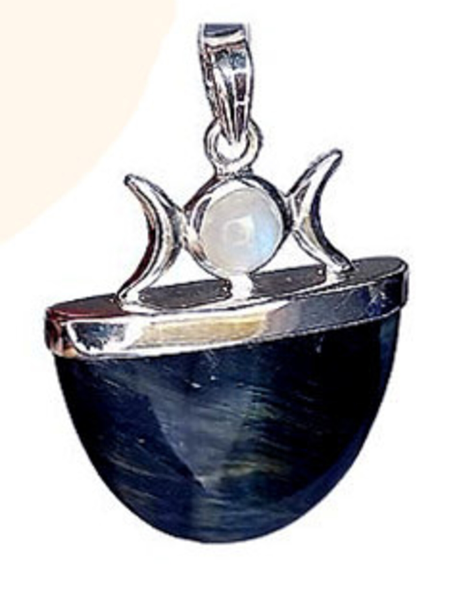 Natural Hawks Eye Triple Goddess Sterling Silver Pendant