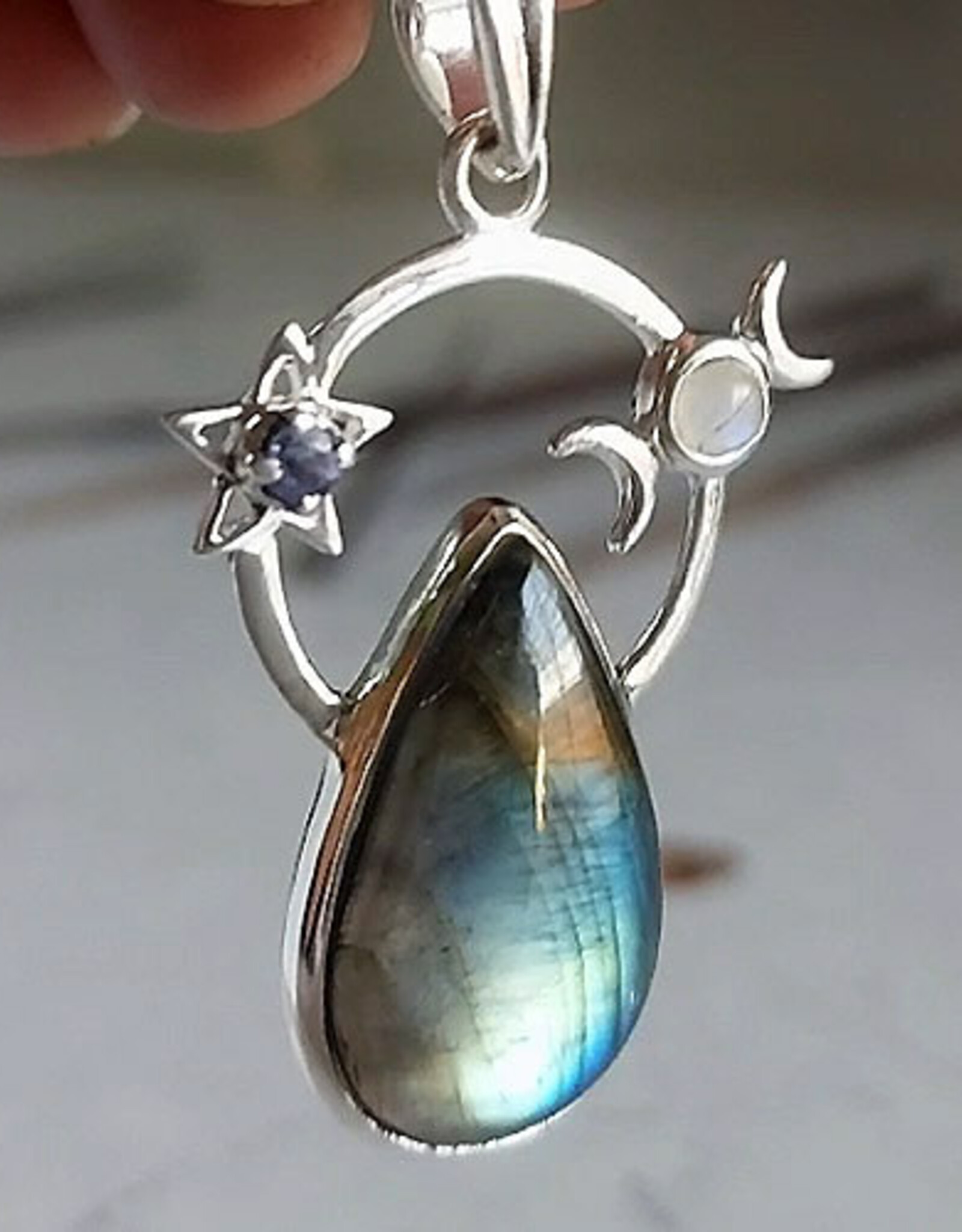 In My Orbit Spectrolite Labradorite Sterling Silver Pendant