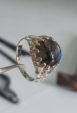 Mens Rooted Labradorite Sterling Silver Ring Size 9