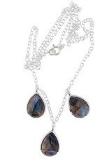 Three Teardrop Labradorite Necklace