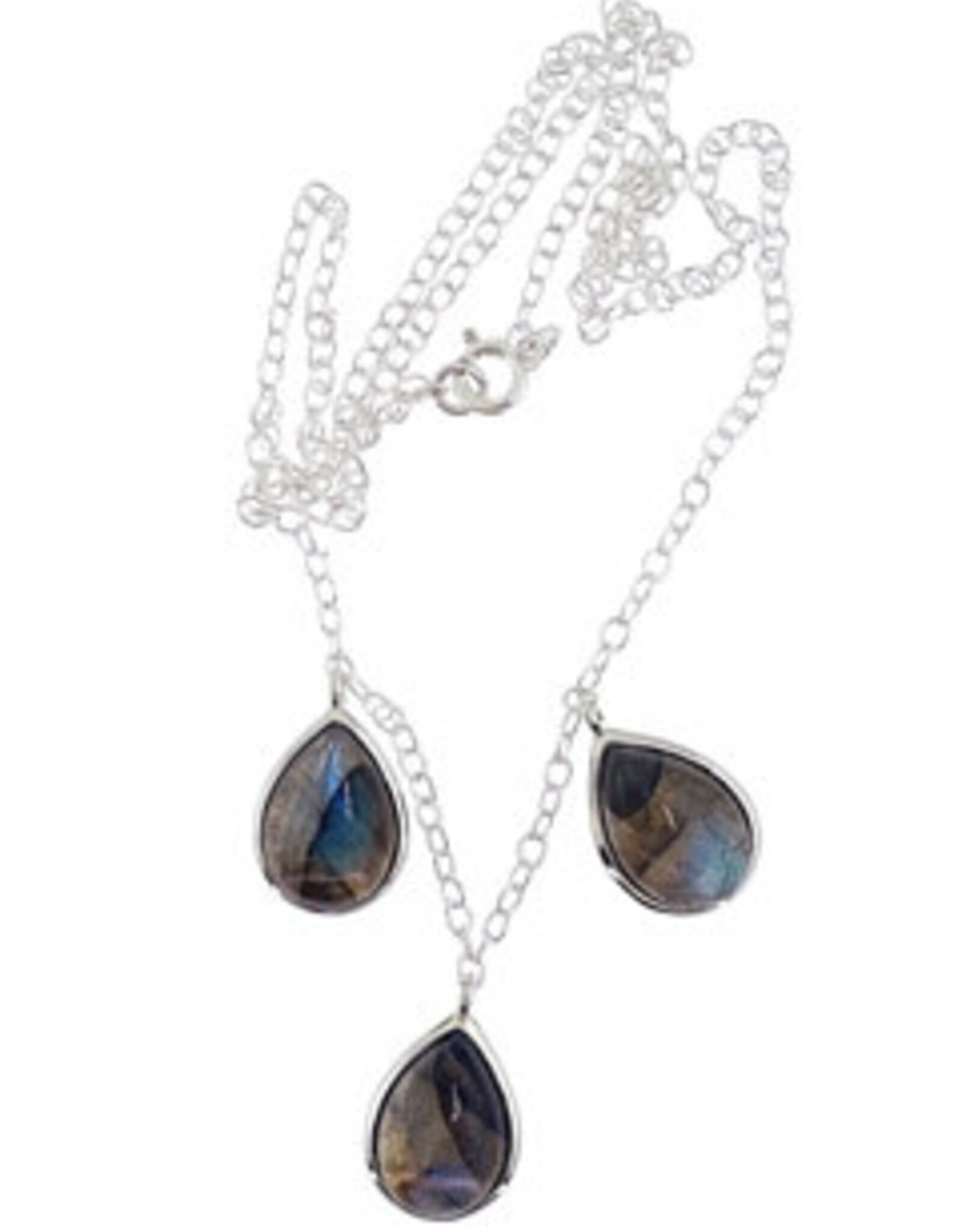 Three Teardrop Labradorite Necklace