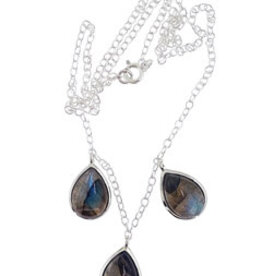 Three Teardrop Labradorite Necklace