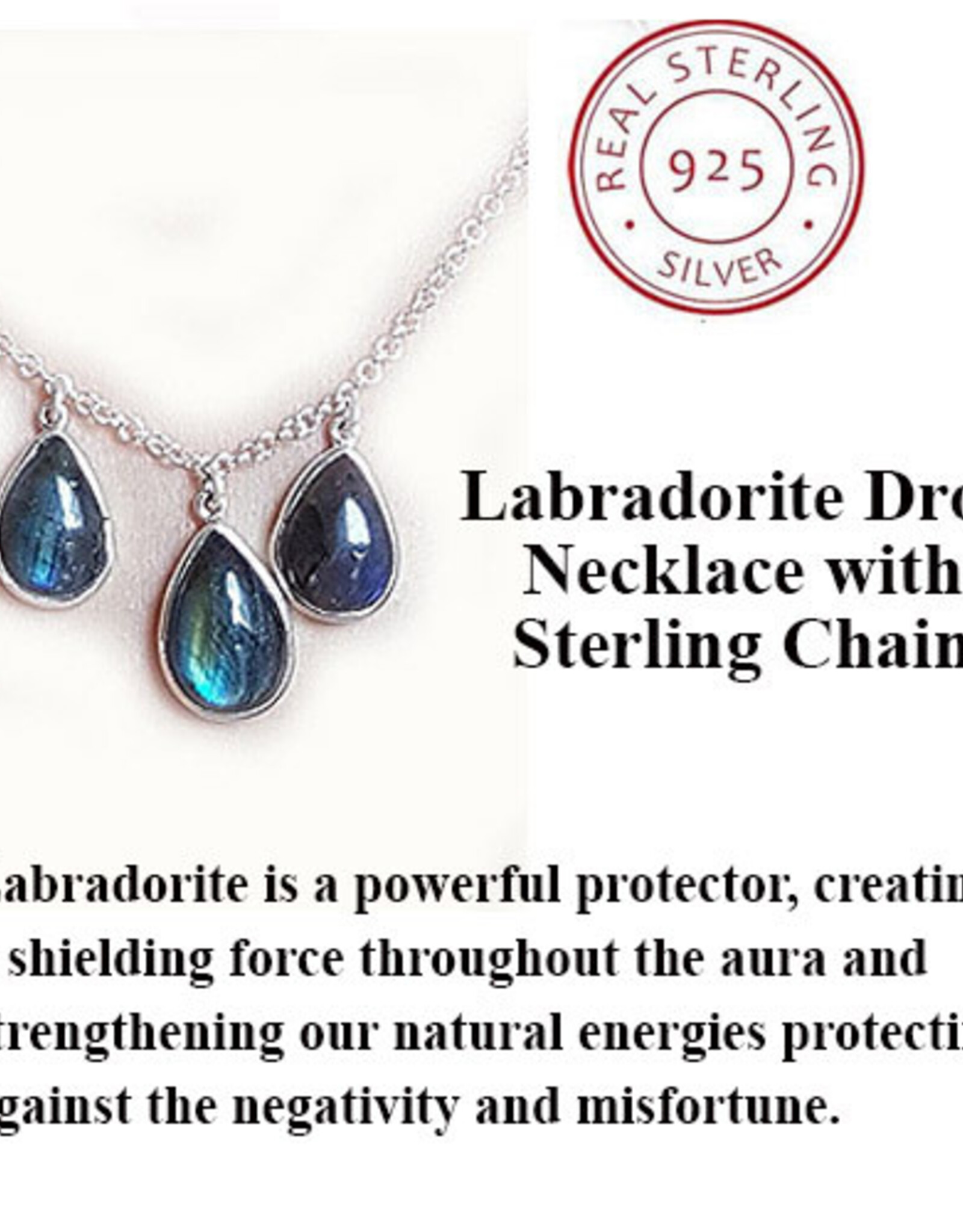 Three Teardrop Labradorite Necklace