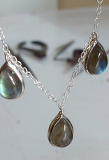 Three Teardrop Labradorite Necklace