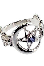 The Celestial Iolite Pentacle Sterling Silver Ring Size 6