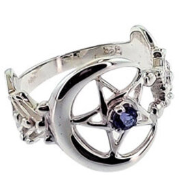 The Celestial Iolite Pentacle Sterling Silver Ring Size 6