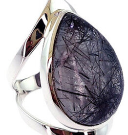 Wisdom of Tears Black Rutilated Quartz Ring Size 7