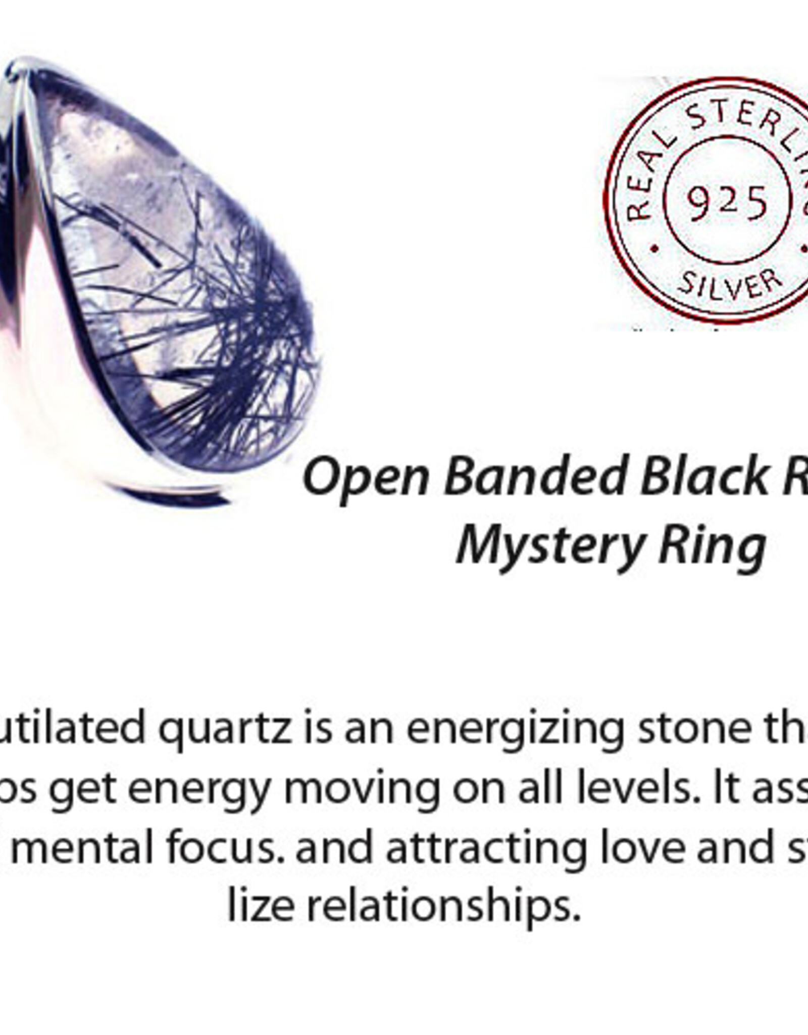 Wisdom of Tears Black Rutilated Quartz Ring Size 7