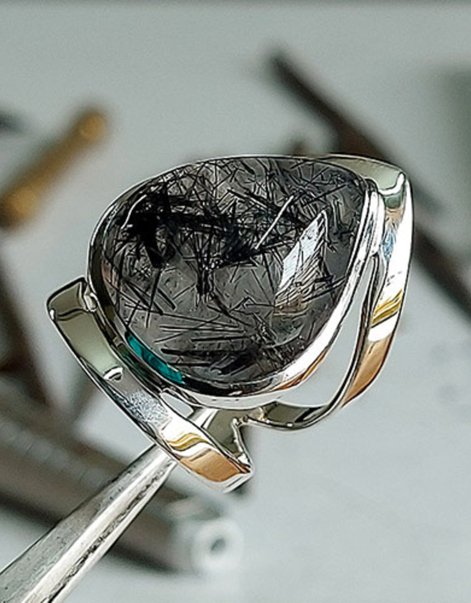 Wisdom of Tears Black Rutilated Quartz Ring Size 7