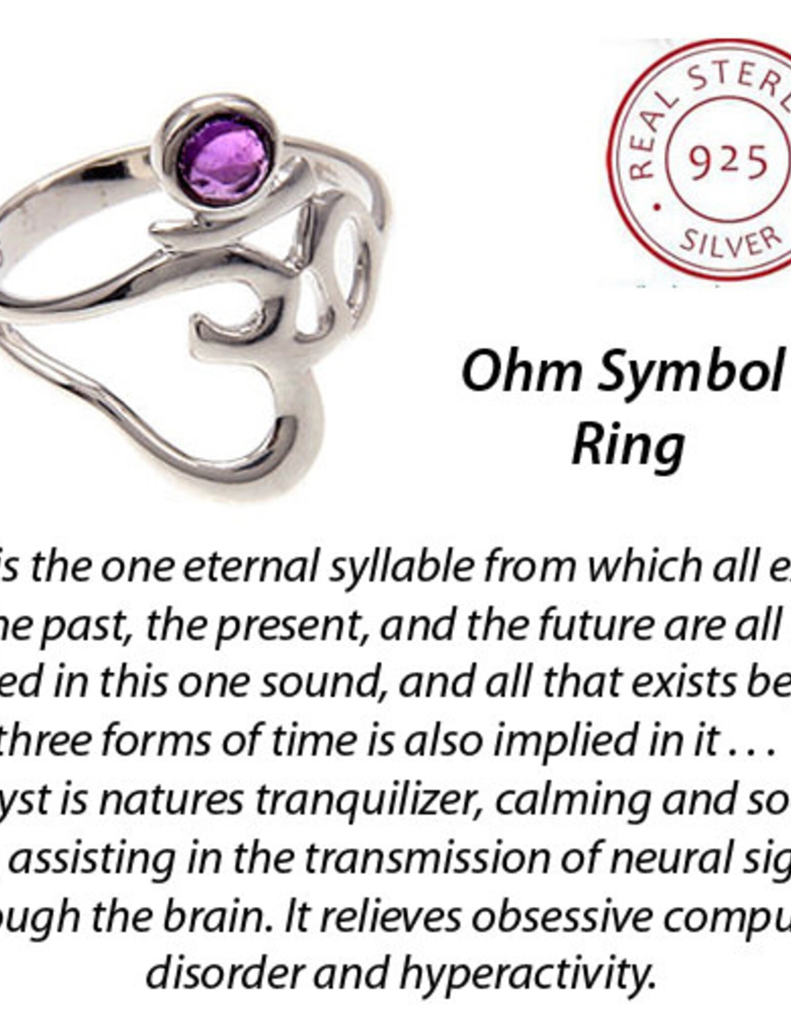 Ohm Amethyst Ring Size 7