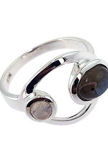 Goddess Labradorite Moonstone Ring - size 7