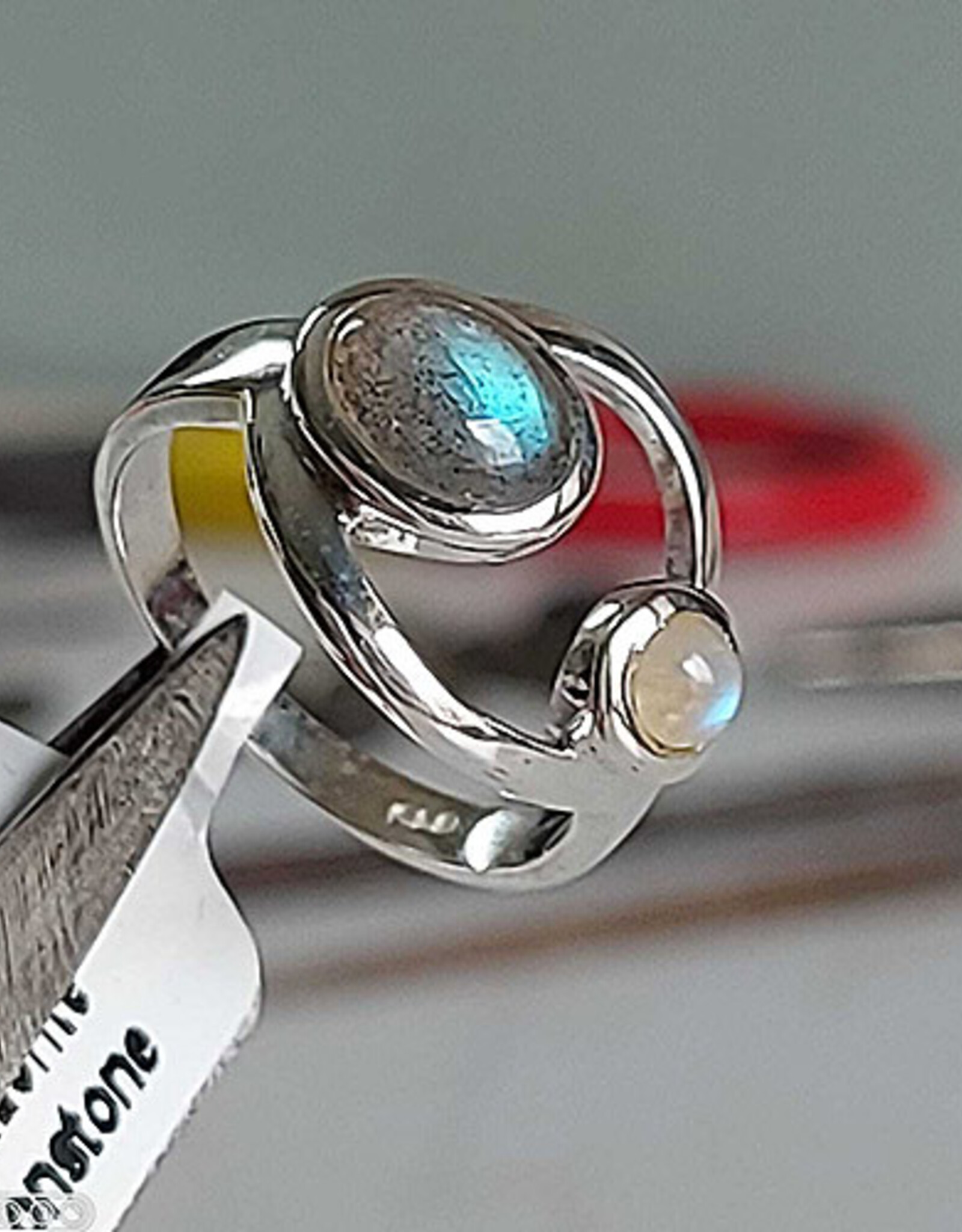 Goddess Labradorite Moonstone Ring - size 7