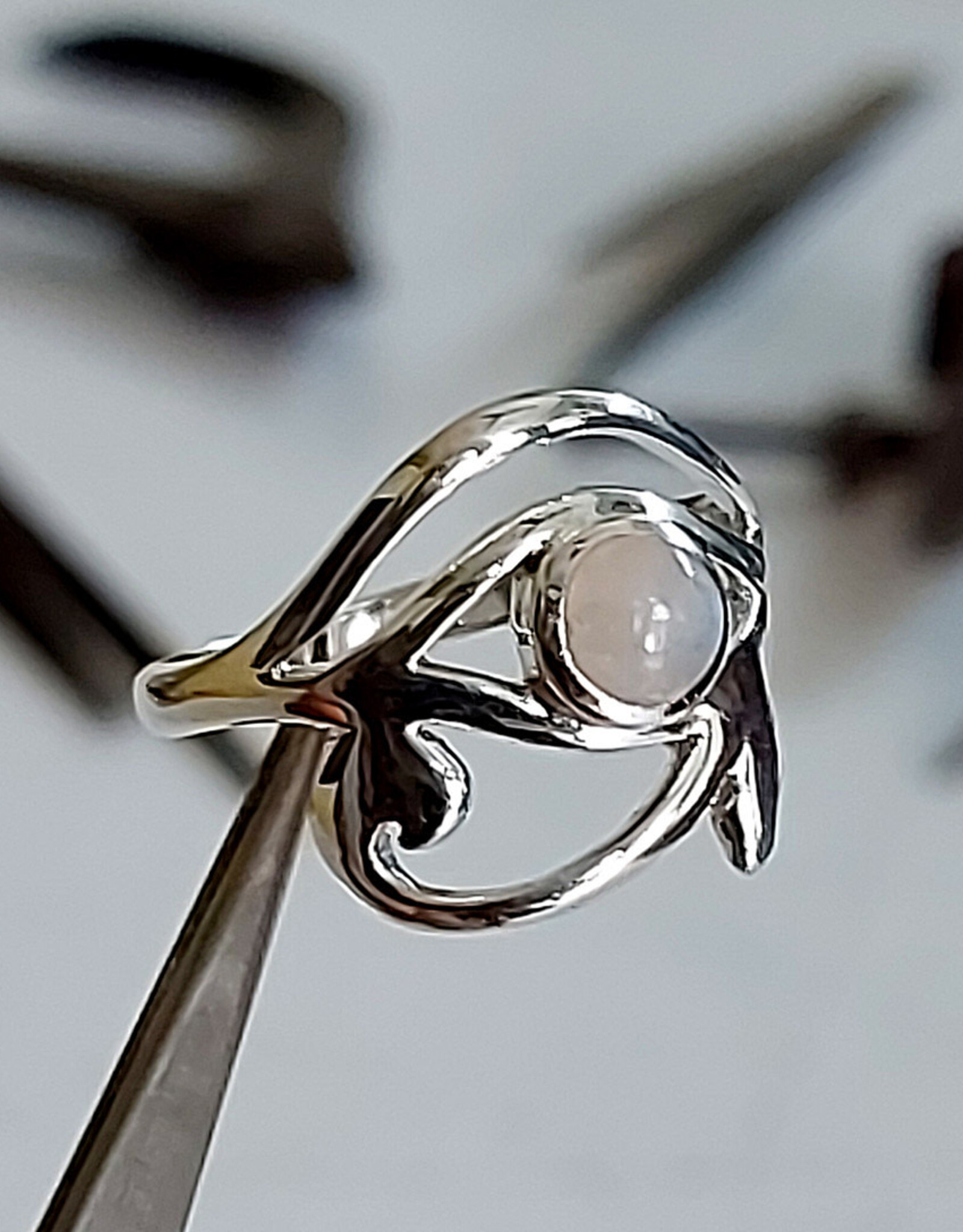 Eye of Horus Moonstone Ring Size 9