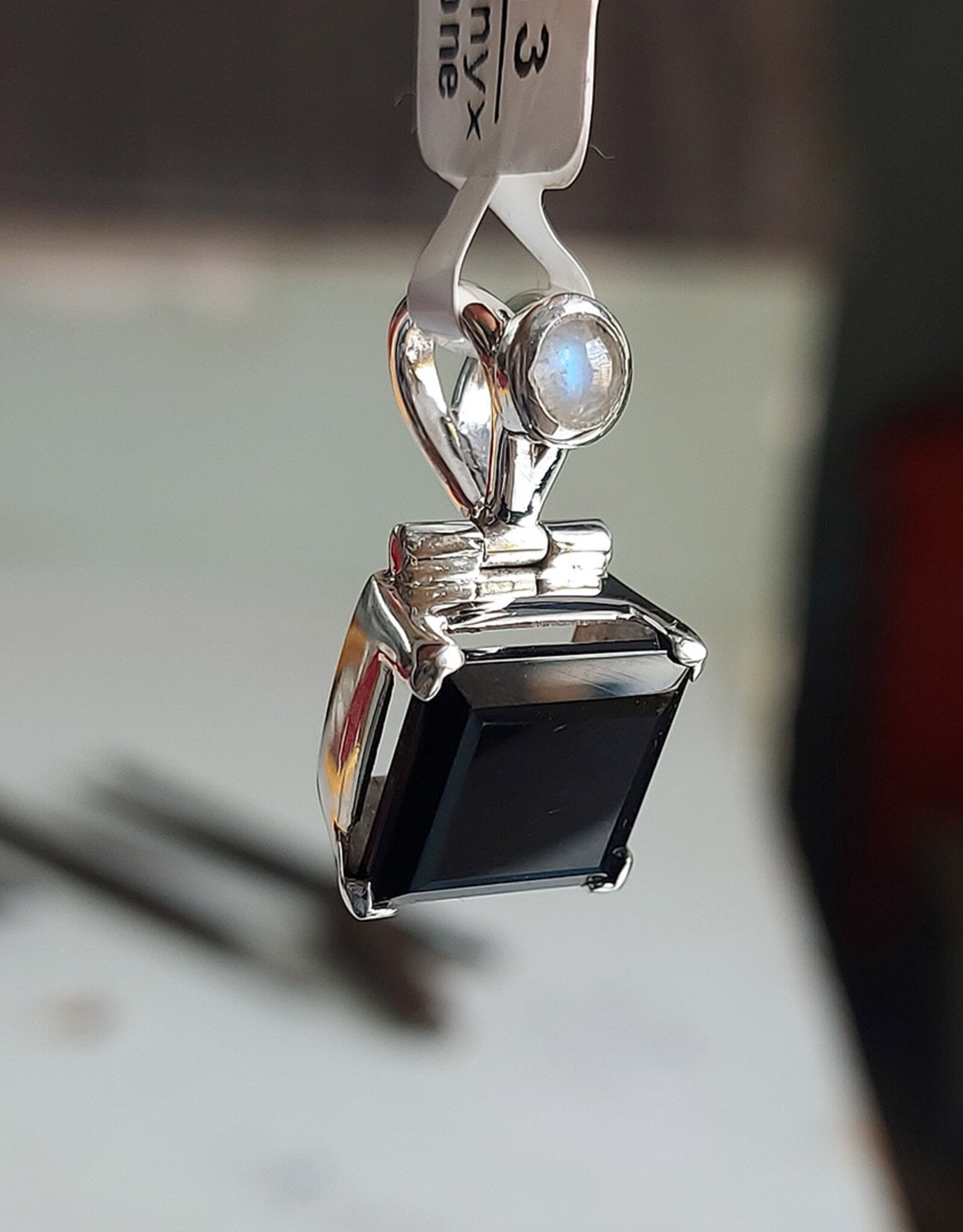 Celtic Moon Black Onyx Pendant Sterling Silver