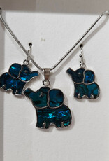Paua Shell Set - Dangle Earrings & Pendant with Chain