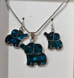 Paua Shell Set - Dangle Earrings & Pendant with Chain