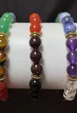 Chakras with Spacers Dark Colours 8 mm Bracelet