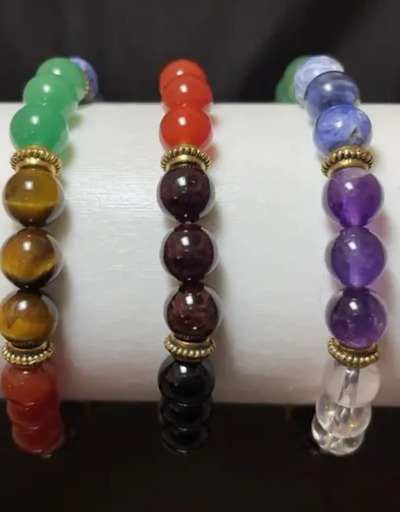 Chakras with Spacers Dark Colours 8 mm Bracelet