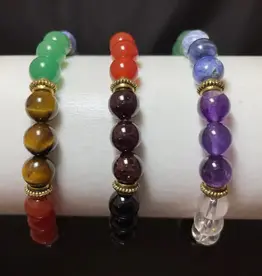 Chakras with Spacers Dark Colours 8 mm Bracelet