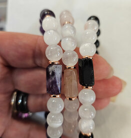 Assorted Stone with Selenite 8 mm Round Bracelet