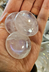 Angel Aura on Rose Quartz Flat/Smooth Stone