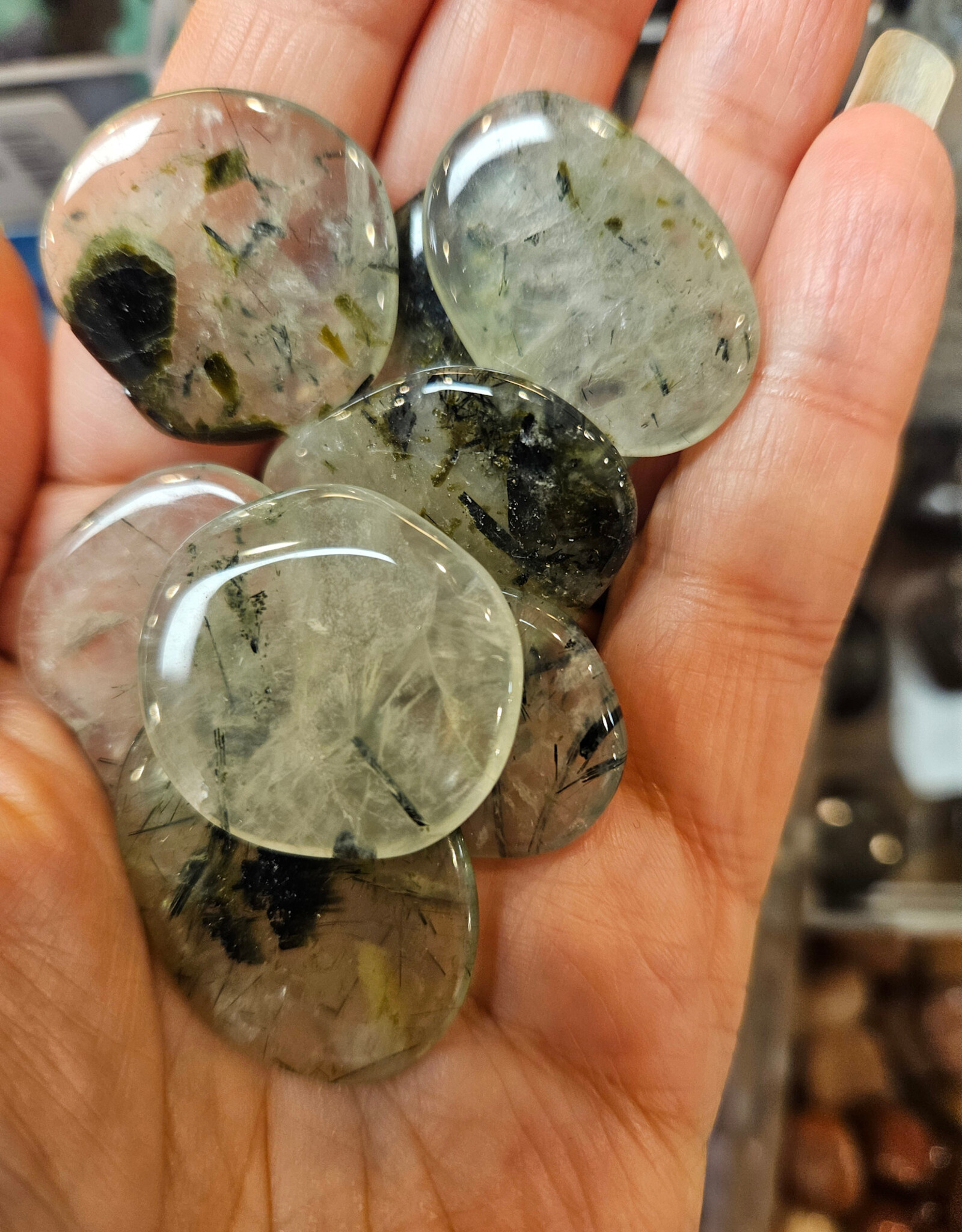 Prehnite with Epidote Flat Stone