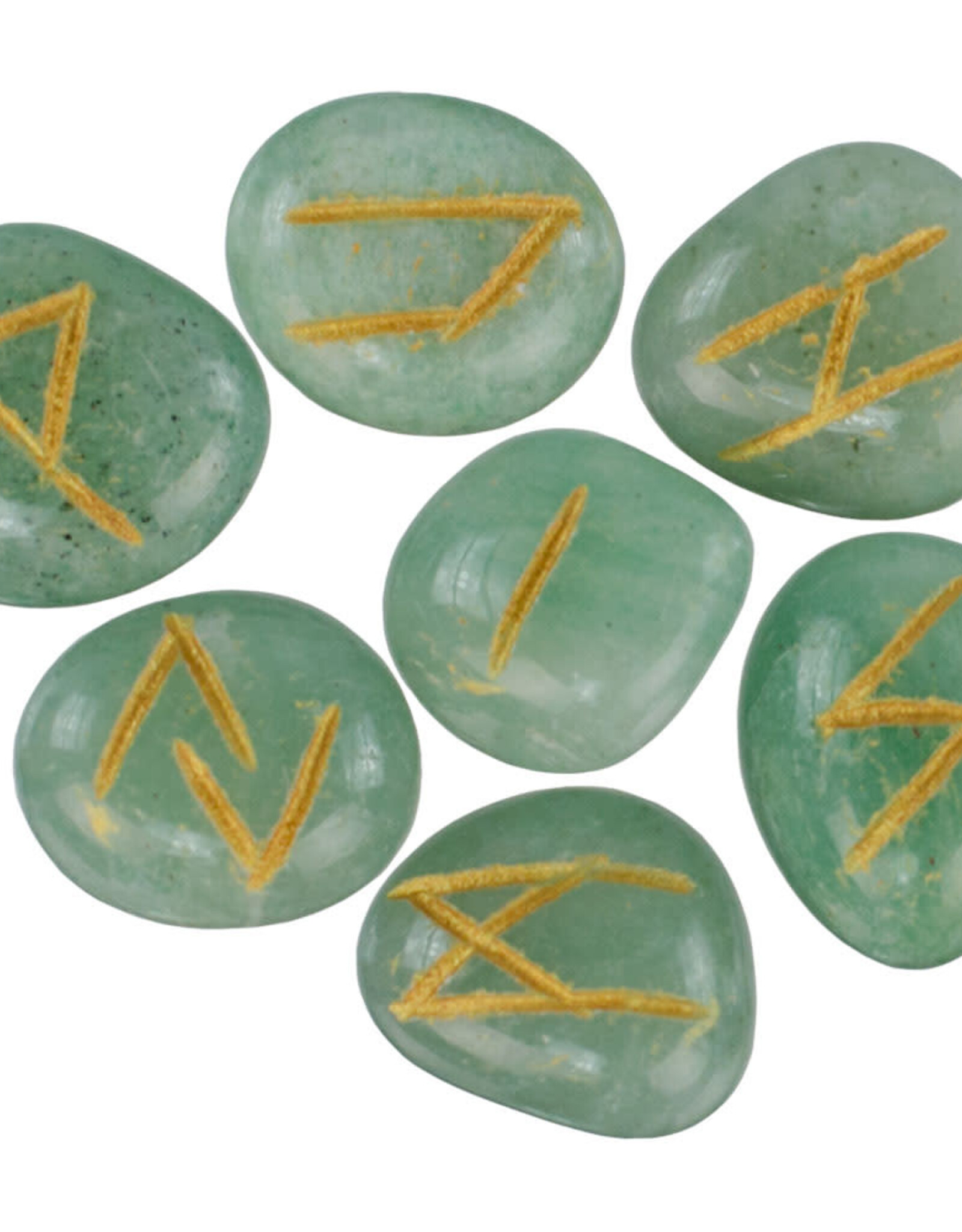 RUNE SET-GREEN AVENTURINE+VELVET BAG(1 SET)