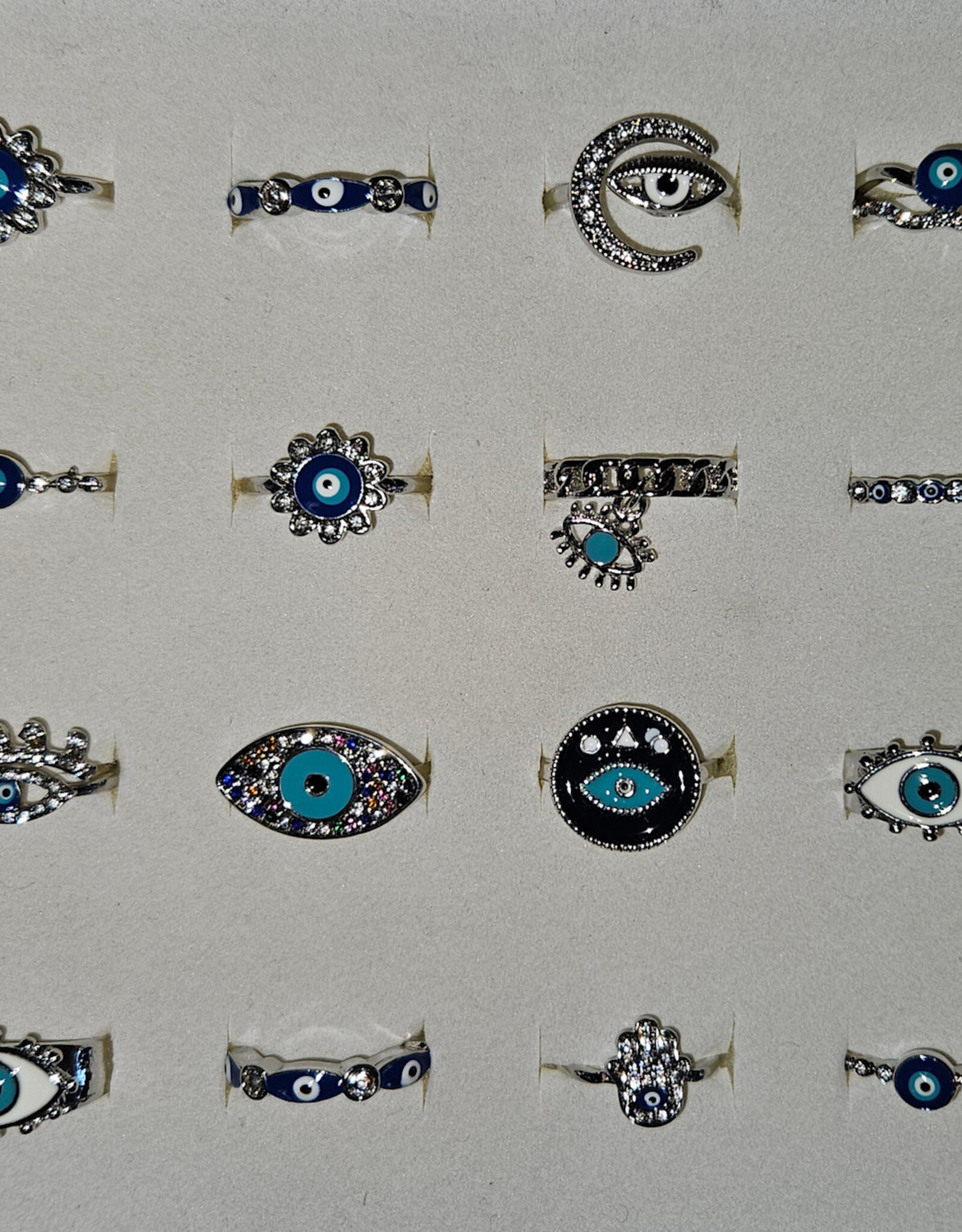 Adjustable Plated Evil Eye Ring - 1 Piece