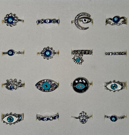 Adjustable Plated Evil Eye Ring - 1 Piece