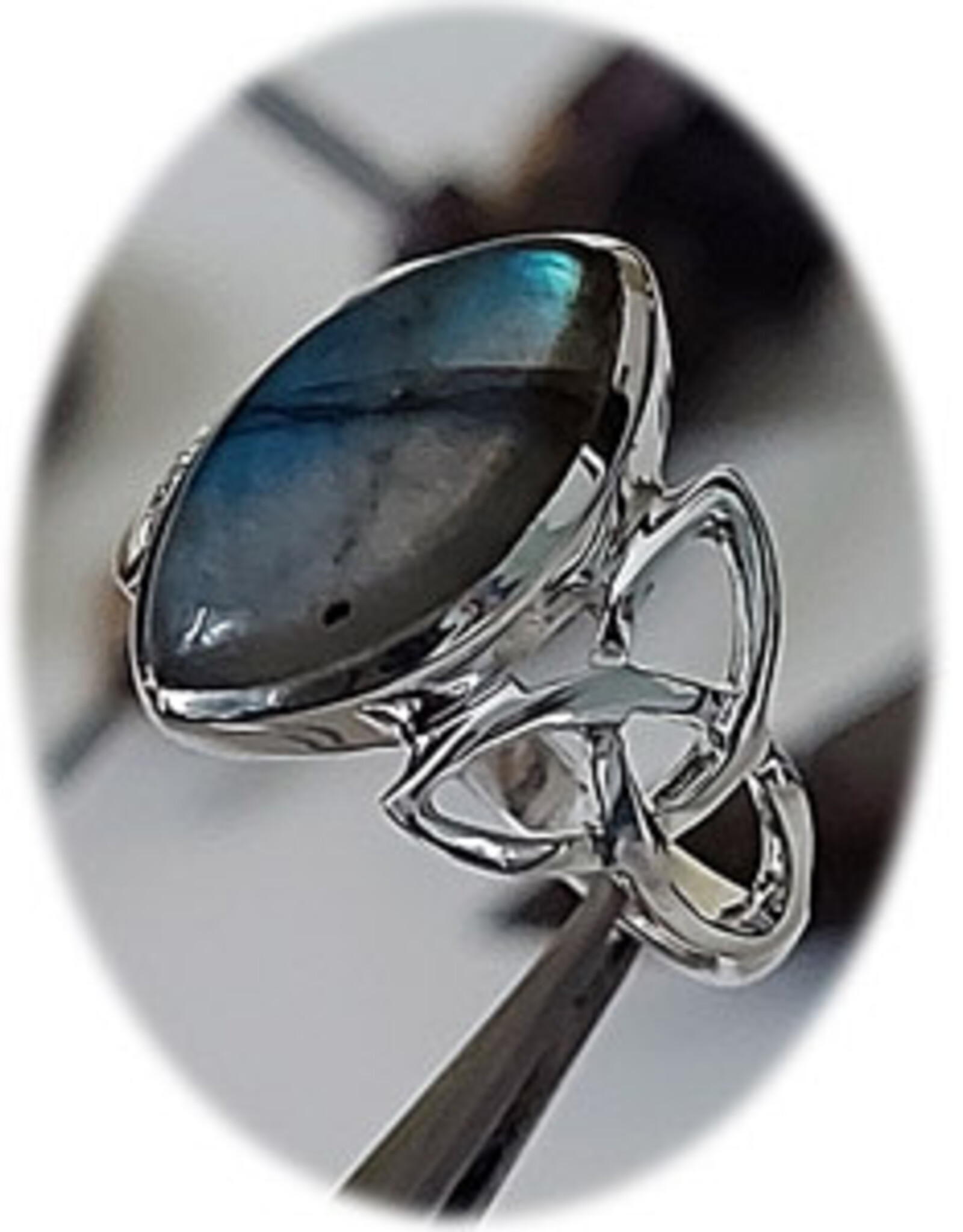 Trinity Celtic Labradorite Ring Sterling Silver