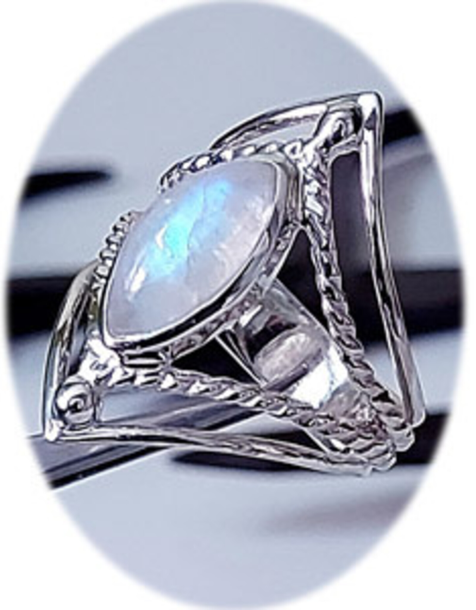 Framed Moonstone Ring Sterling Silver
