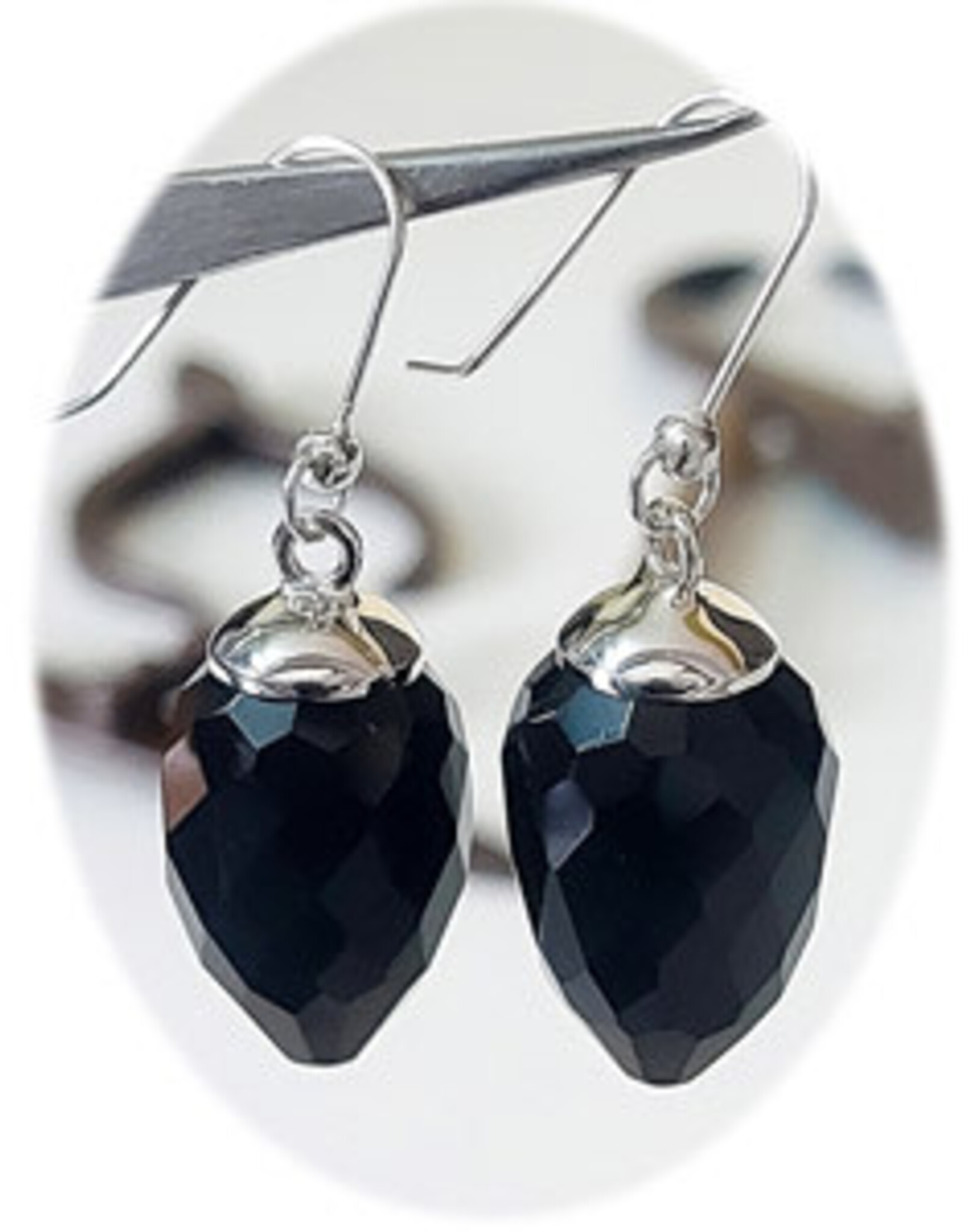 Faceted Pendulum Sterling Silver Earrings