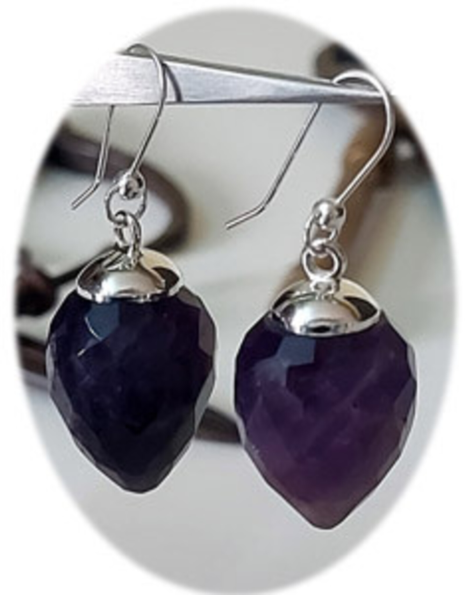Faceted Pendulum Sterling Silver Earrings