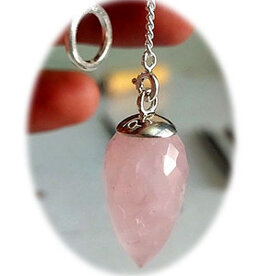 Sterling Silver Pendulum Necklace Faceted Rose Quartz