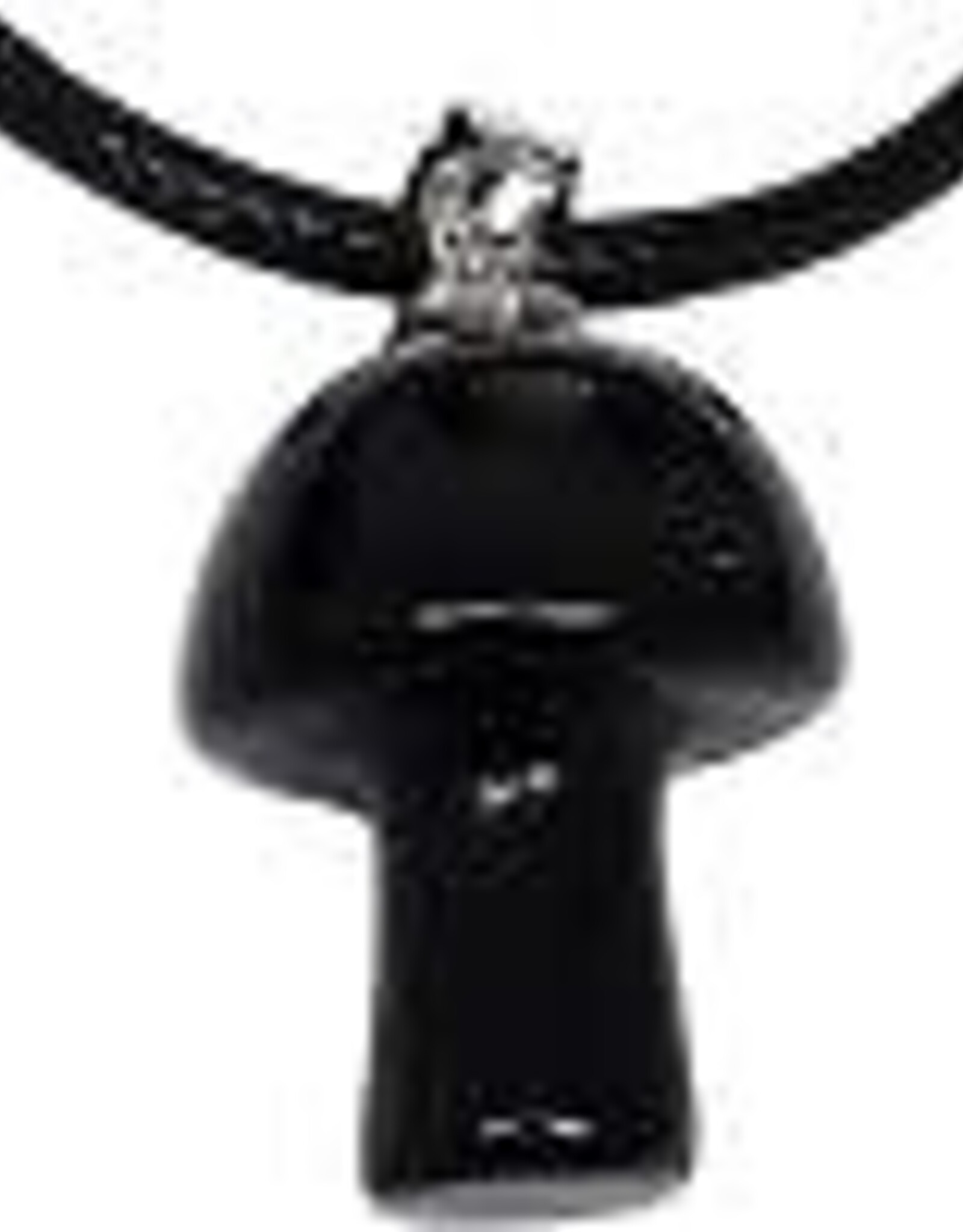 PENDANT-MUSHROOM BLACK OBSIDIAN 0.75" W/18"COTTON CORD