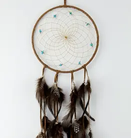 6" Brown Dream Catcher with Semi-precious Stones