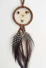 2" Brown Dream Catcher with Semi-precious Stones