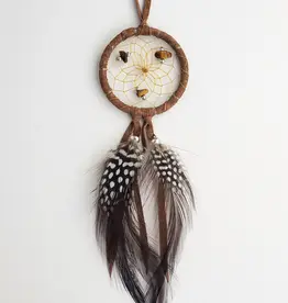 2" Brown Dream Catcher with Semi-precious Stones