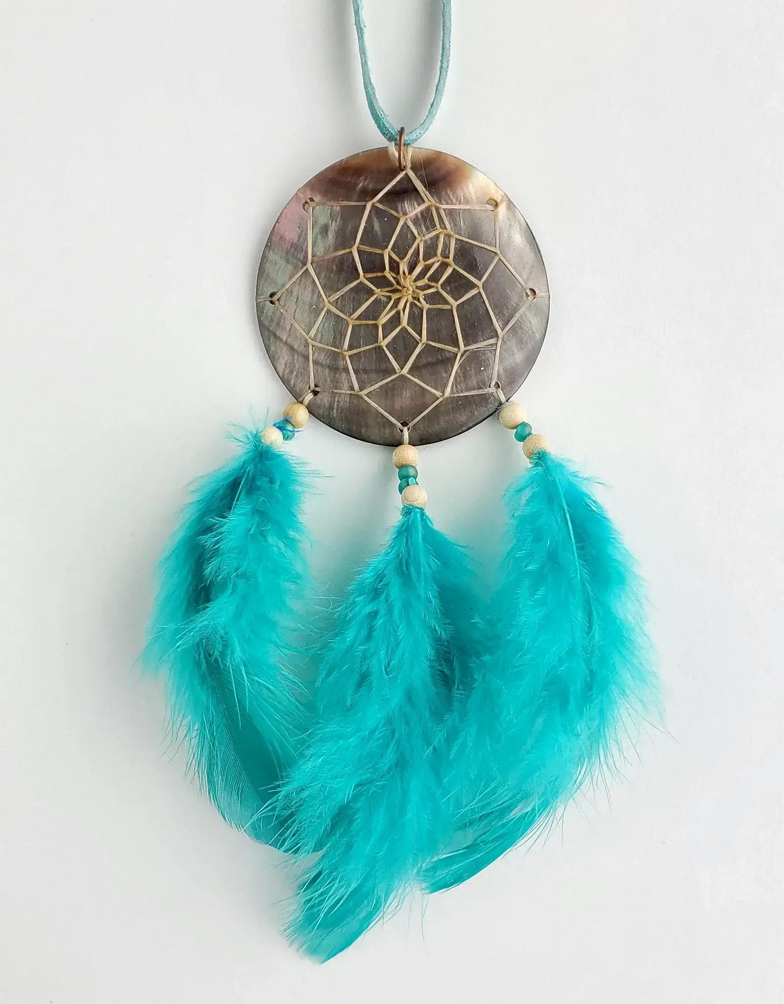 2.25" Black Lip Shell Aqua Dream Catcher