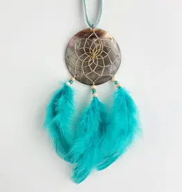 2.25" Black Lip Shell Aqua Dream Catcher