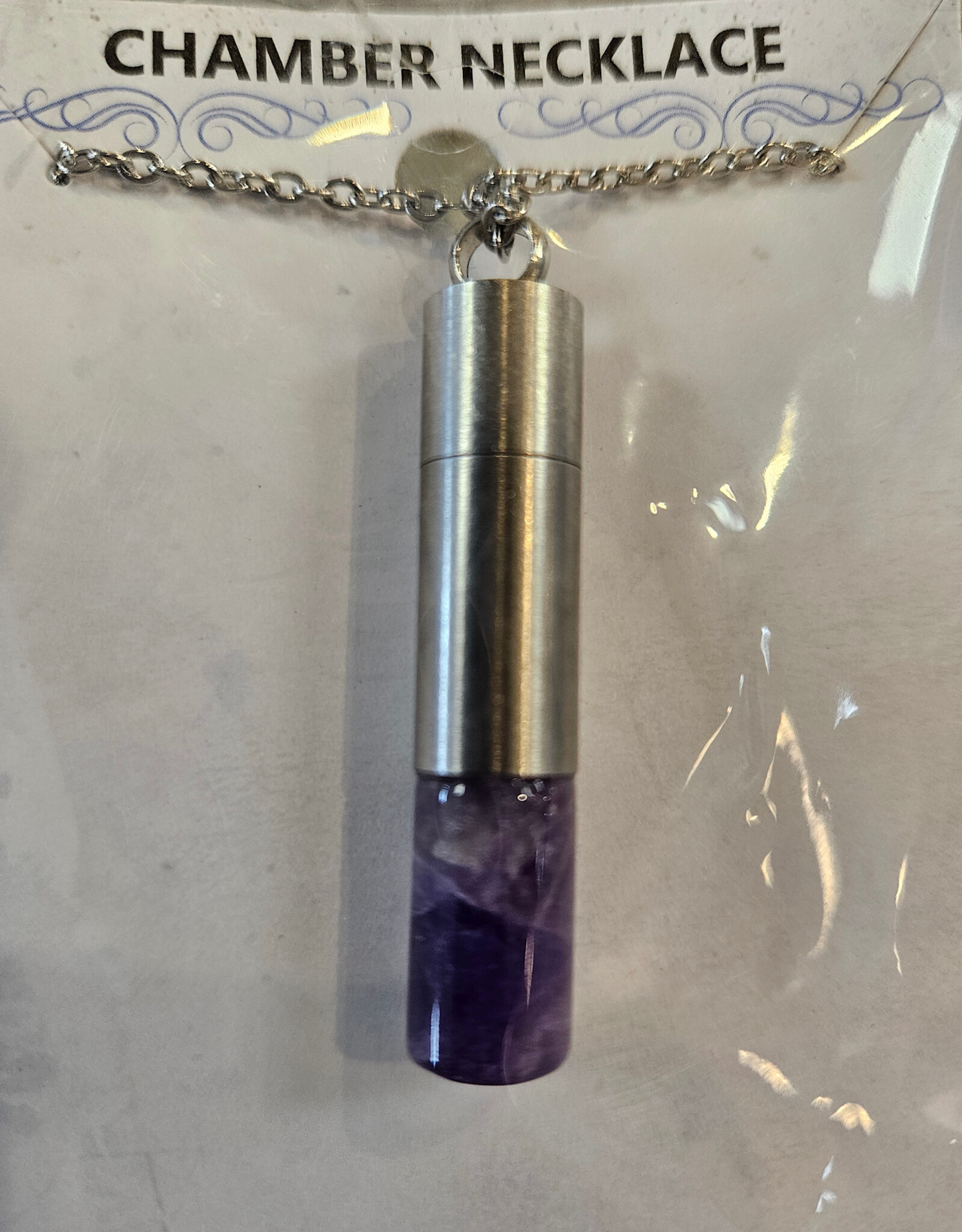 Pendant, Chambered on Chain with Assorted Stone Amethyst/Obsidian/Rose Quartz