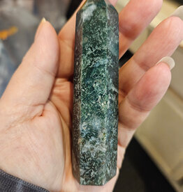 Moss Agate Tower 6 Sided