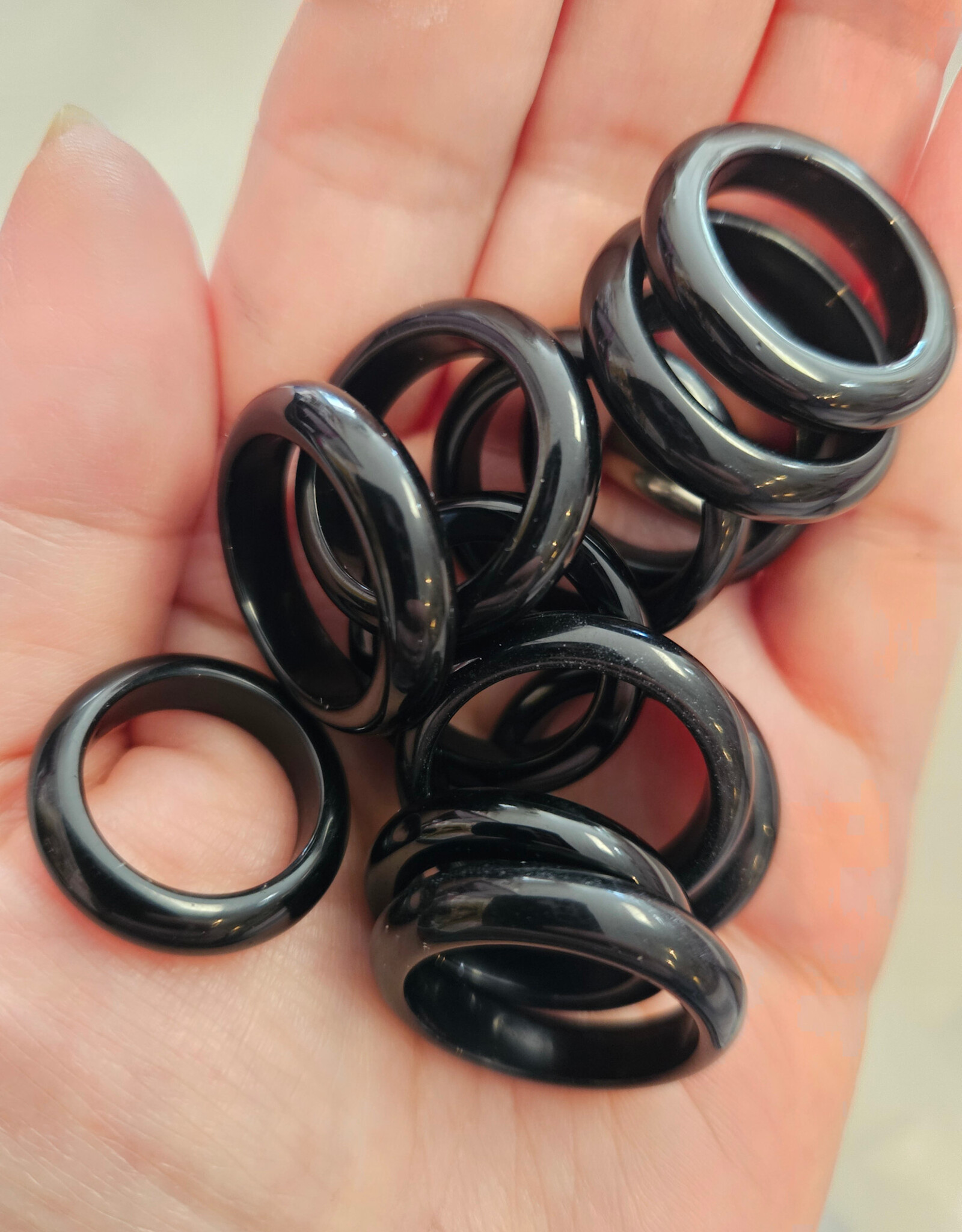 Semi-Precious Black Obsidian Ring