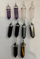 Hexagonal Double Point Pendant Silver Plate