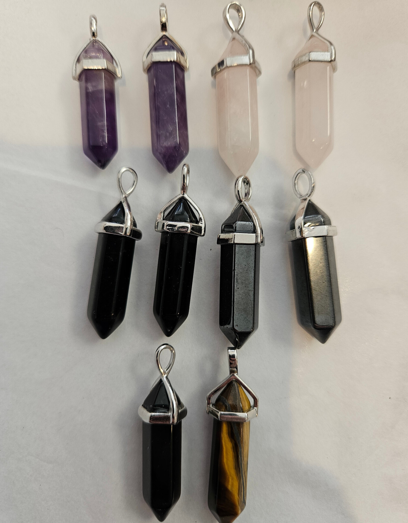 Hexagonal Double Point Pendant Silver Plate