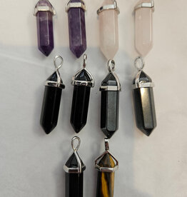 Hexagonal Double Point Pendant Silver Plate