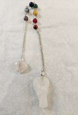 Pendulum, Angel - Rose Quartz with Chakra Chain