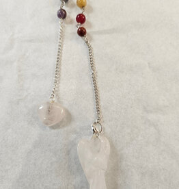 Pendulum, Angel - Rose Quartz with Chakra Chain